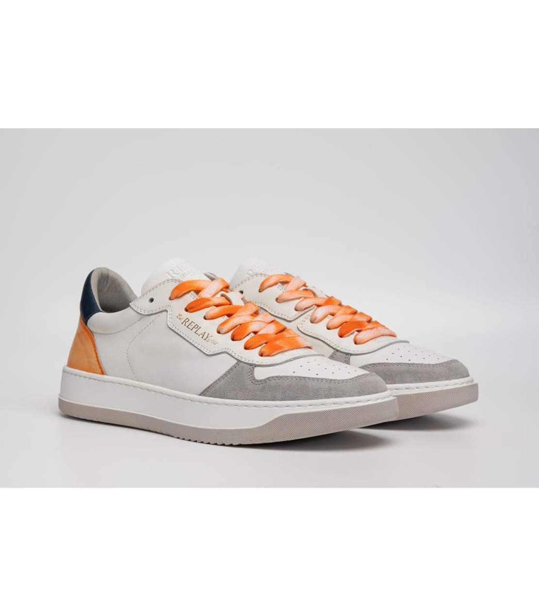 レザーコンビネーションスニーカー 詳細画像 ホワイトオレンジ 3